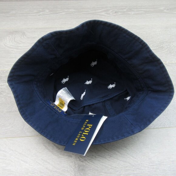 Polo Ralph Lauren Embroidered Pony Bucket Hat Adult Size S/M Navy Blue White NEW - Picture 7 of 12